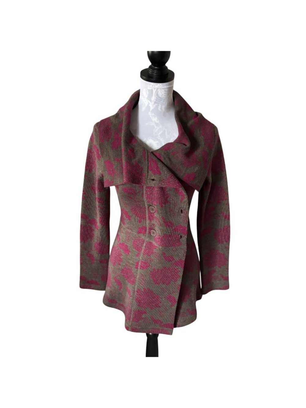 Krimson Klover Womens Double Breasted Sweater Jacket Wool Small